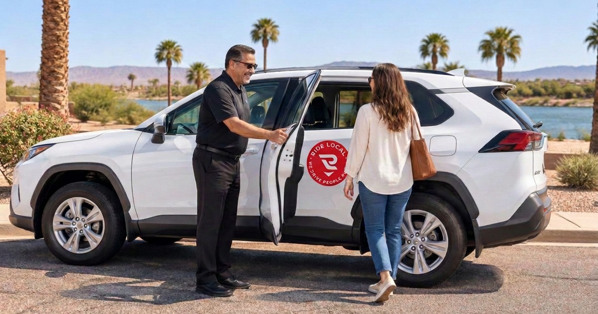 Ride Local driver helping a passenger into a vehicle